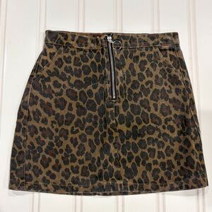 Women’s Denim Leopard Hayden Brand Mini Skirt NWT Size M